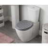 Toilet Seat Grey Tongue Groove MDF Adjustable Bottom Fix Hinges Bathroom