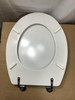 Toilet Seat White Moulded Wood Adjustable Aluminium Hinges Bottom Fix