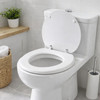 Toilet Seat White Moulded Wood Adjustable Aluminium Hinges Bottom Fix