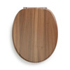 Toilet Seat Brown Dark Wood Effect MDF Adjustable Bottom Fix Hinges Habitat