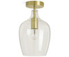 Ceiling Light Flush Glass Satin Brass Bubble Shade Habitat Abas E27 Indoor