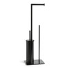 Toilet Roll Holder 3 in 1 Black Freestanding Toilet Brush Storage Habitat