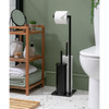 Toilet Roll Holder 3 in 1 Black Freestanding Toilet Brush Storage Habitat