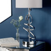 Table Lamp Grey Velvet Shade Chrome Swirl Sculptural Bedside Light Habitat 56cm
