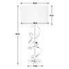 Table Lamp Grey Velvet Shade Chrome Swirl Sculptural Bedside Light Habitat 56cm