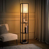 Wooden Statement Floor Lamp Black 159cm ValueLights Struttura
