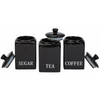Ceramic Kitchen Storage Set 3 Piece Black Bistro Collection. Catalogue 5-piece photo; actual stock listing supplies 3 pieces only.