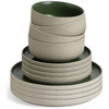 Green Raw Edge Speckle Stoneware Dinner Set Habitat 10 Piece. Catalogue 12-piece photo; actual stock listing supplies 10 pieces only.