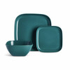 Teal Matte Square Stoneware Dinner Set Habitat 11 Piece. Catalogue 12-piece photo; actual stock listing supplies 11 pieces only.