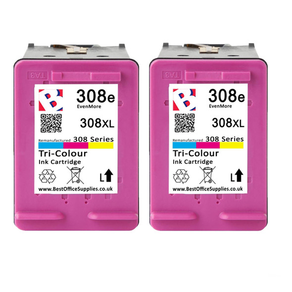308e 308XL Colour Ink Cartridges Compatible for HP Envy Printers 2 Pack High Yield
