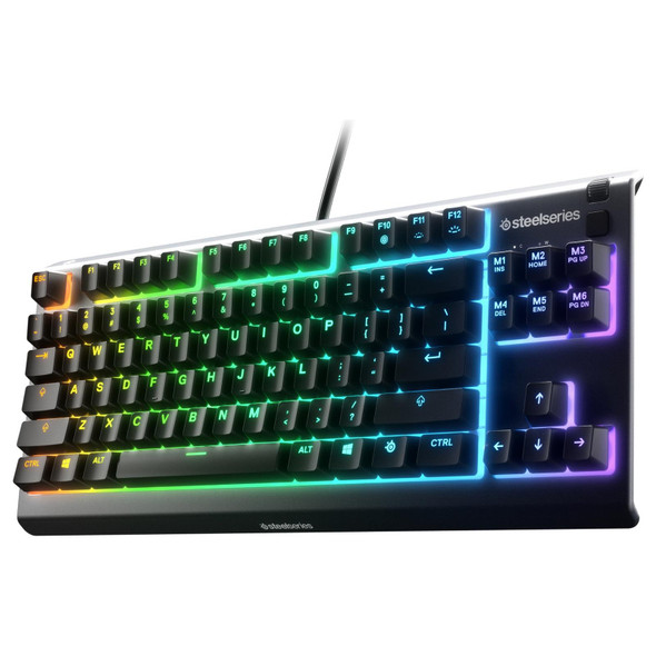 TKL Gaming Keyboard Wired Silent Keys IP32 Spill Resistant SteelSeries Apex 3