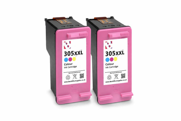 305XXL Colour Ink Cartridge 2 Pack Remanufactured Compatible With HP DeskJet Envy Pro