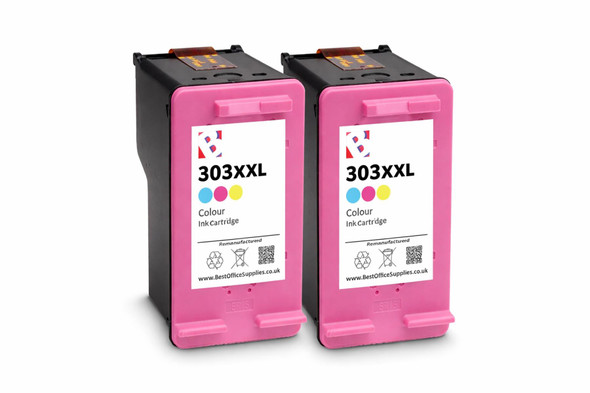 303XXL Colour Ink Cartridge Twin Pack Remanufactured Extra Large Capacity Compatible With HP Envy Photo Inspire