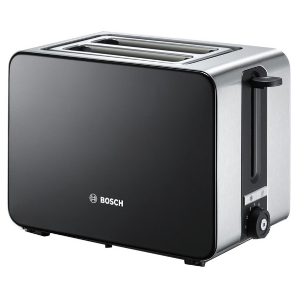 2 Slice Toaster 1050W Black Bosch TAT7203GB Sky Styline Warming Rack