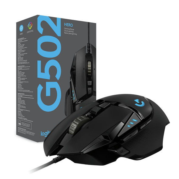 Logitech G502 HERO Wired Gaming Mouse Black Marked Gamer Raged