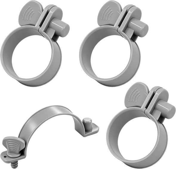 Pool Hose Clamps 32mm Bestway Filter Pump Plastic Clips Grey Spare Parts 4 Pack