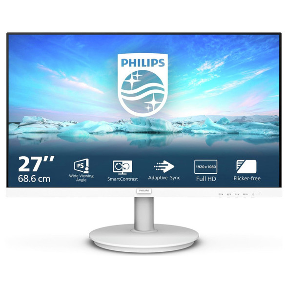 27 Inch Monitor Full HD IPS 75Hz HDMI Speakers White Philips 271V8AW PC Screen