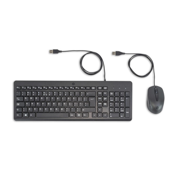 HP 150 Wired Keyboard Mouse Combo USB QWERTY Optical PC Laptop Black