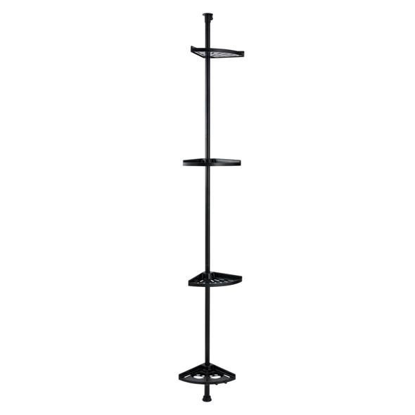 Shower Caddy Corner Pole Bathroom Organiser 4 Tier Adjustable Tension Black Habitat