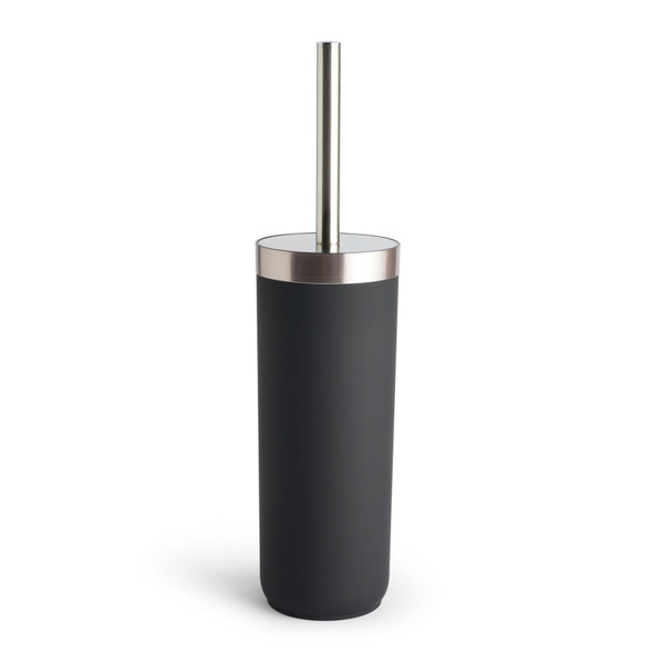 Toilet Brush Holder Black Silver Bathroom Metal Soft Touch Habitat Slim Modern
