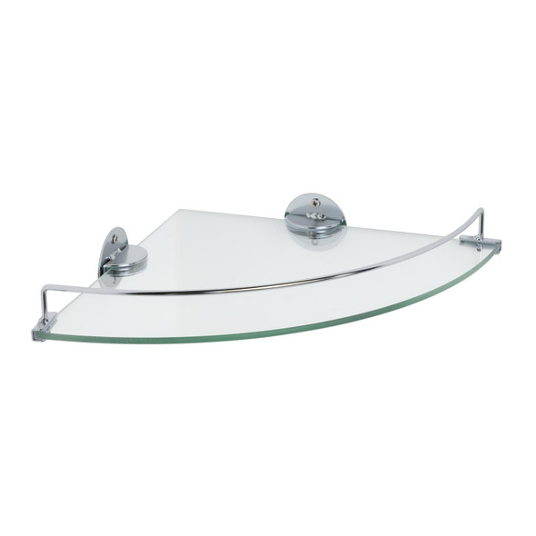 Bathroom Corner Shelf Glass Wall Mounted Chrome Shower Storage Habitat 25cm