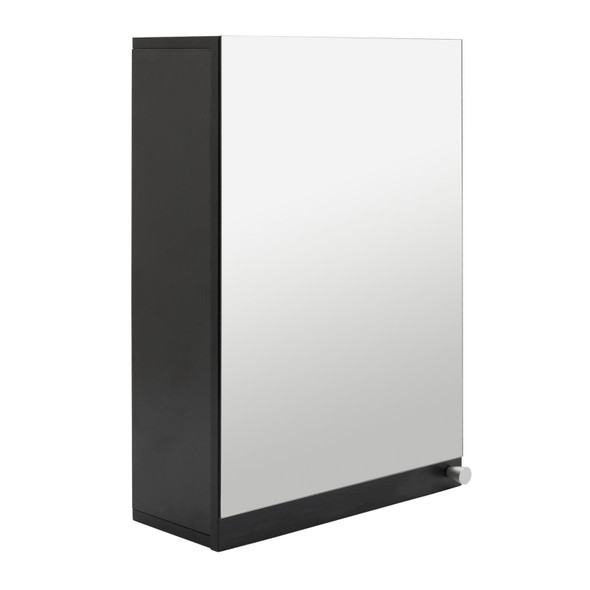 Bathroom Cabinet Mirrored Wall Mounted Black Storage Shelf Prime 50x34cm