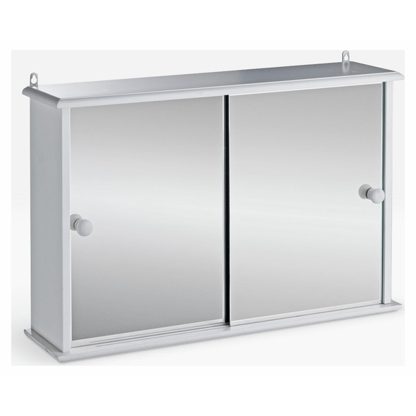 Bathroom Cabinet Mirrored Wall Mounted White 2 Sliding Doors Storage 55x36cm MDF