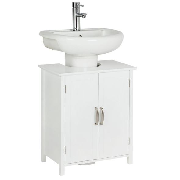 Under Sink Cabinet Bathroom Storage White 2 Door Cupboard Habitat 60x51.5cm MDF