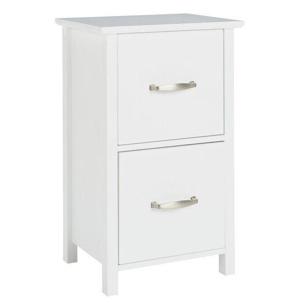Bathroom Drawer Unit 2 Drawer White Storage Cabinet Habitat 56x34x28cm MDF