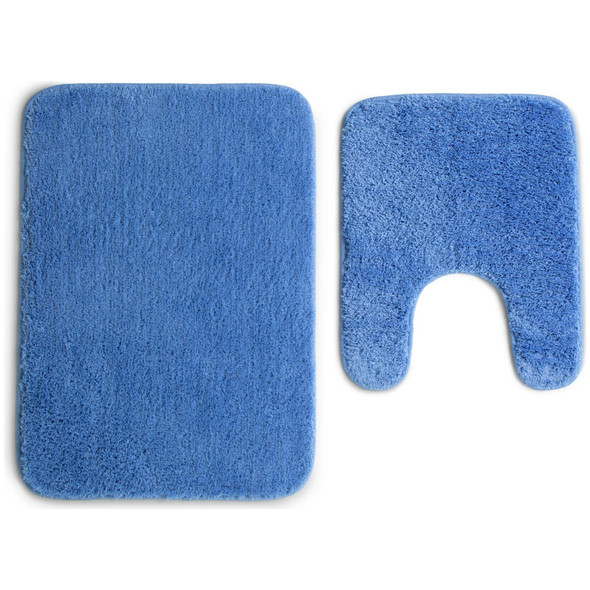 Bath Mat Set 2 Piece Non Slip Bathroom Pedestal Toilet Powder Blue Habitat