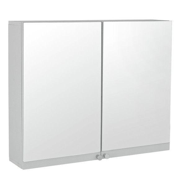 Bathroom Cabinet Mirrored Wall Mounted White 2 Door Storage Habitat Prime 60cm
