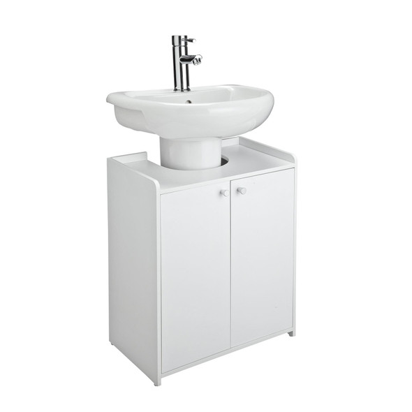 Under Sink Cabinet Bathroom Storage White 2 Door Pedestal Cupboard 60x50x30cm MDF