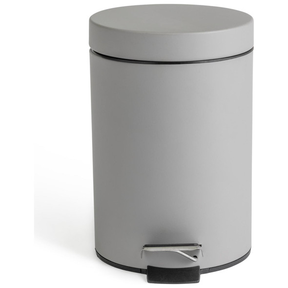 Bathroom Bin 3L Pedal Soft Close Matt Grey Metal Step Waste Bin Removable Liner