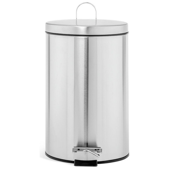 Pedal Bin 12L Stainless Steel Soft Close Chrome Bathroom Kitchen Habitat Waste Bin