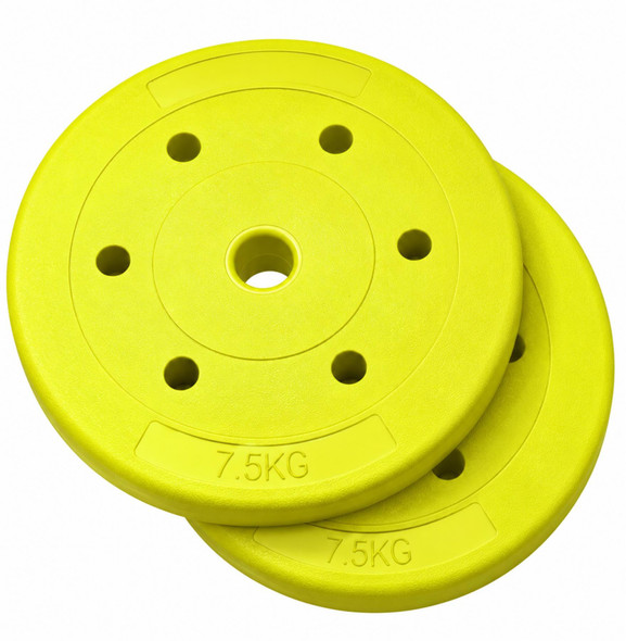 Weight Plates 7.5kg Pair 1 Inch Standard Vinyl 15kg Set Home Gym Weightlifting