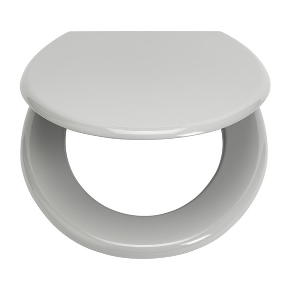 Toilet Seat Grey Moulded Wood Adjustable Bottom Fix Aluminium Hinges Habitat