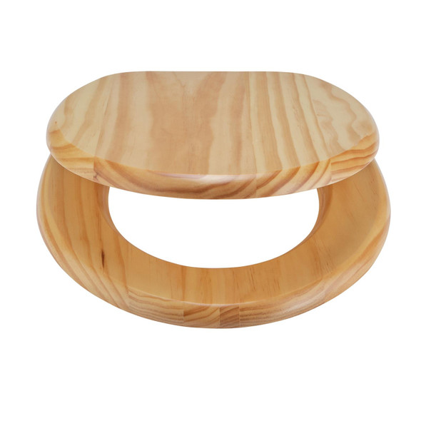 Wooden Toilet Seat Pine Soft Close Solid Wood Adjustable Hinges Bathroom