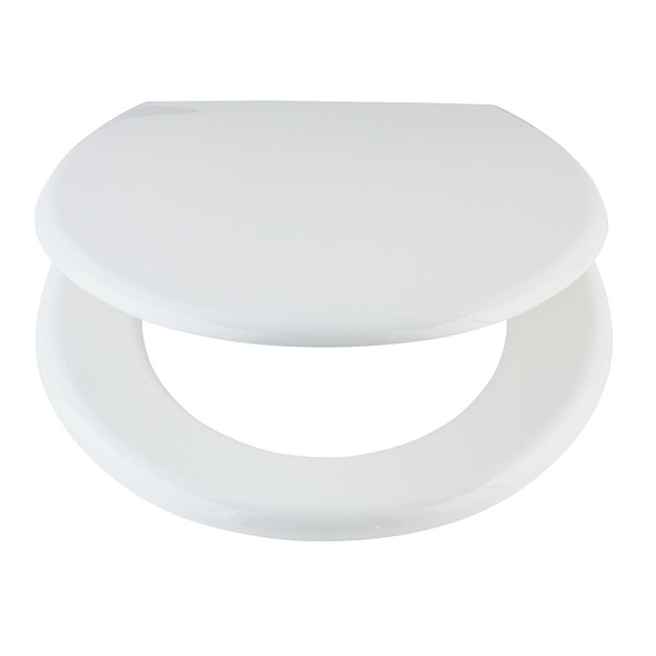Toilet Seat White Moulded Wood Adjustable Aluminium Hinges Bottom Fix