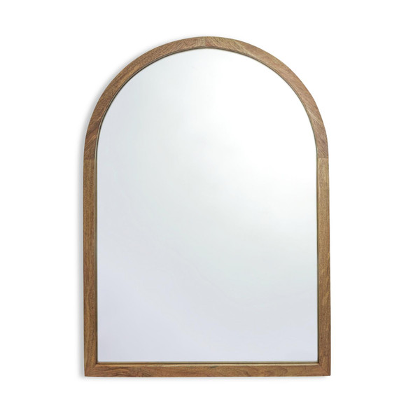 Wall Mirror 70x50cm Arched Mango Wood Natural Frame Freestanding Habitat