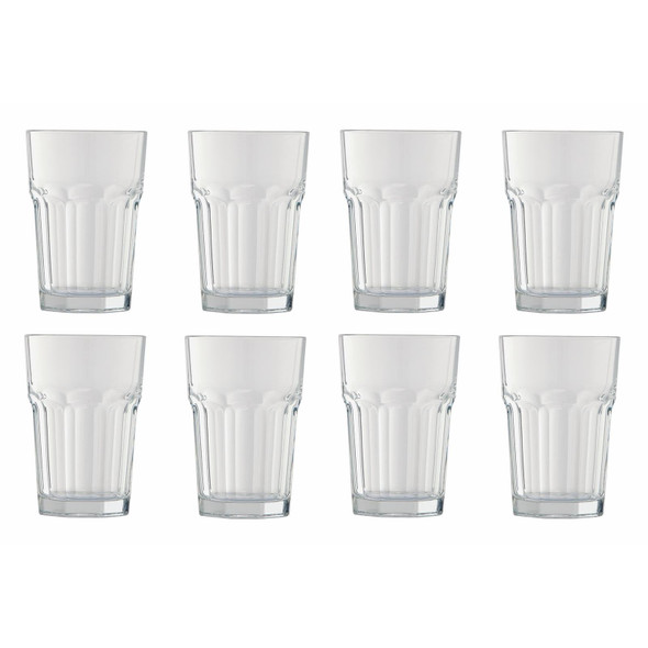 Drinking Glasses Set of 8 350ml Clear Soda Tumblers Water Glasses Habitat