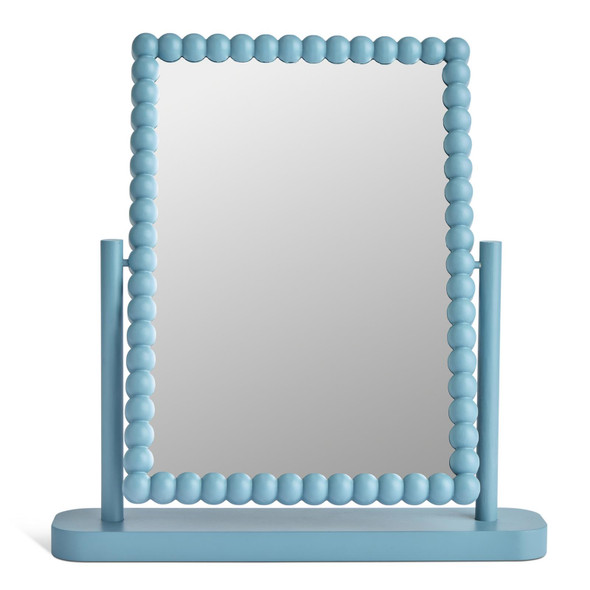 Dressing Table Mirror Blue Freestanding 360° Rotating Bobbin Frame Habitat 35cm