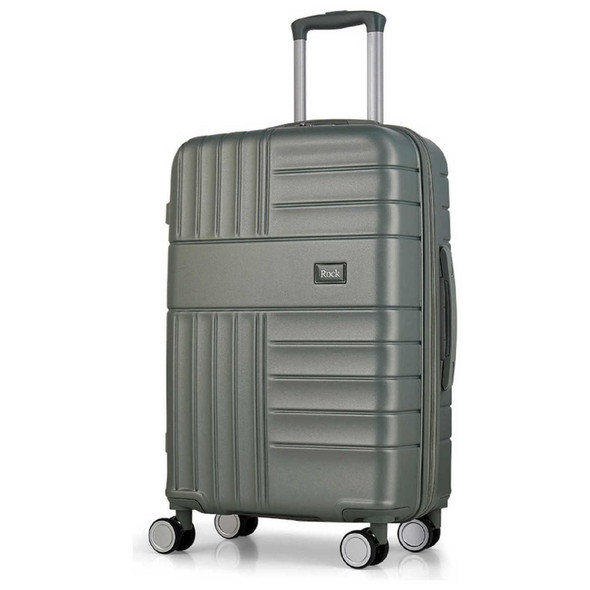 Medium Suitcase 61L Hard Shell 8 Wheel Spinner Sage Green Travel Luggage Rock