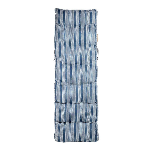 Sun Lounger Cushion 162cm Blue Padded Garden Recliner Chair Outdoor Seat Pad
