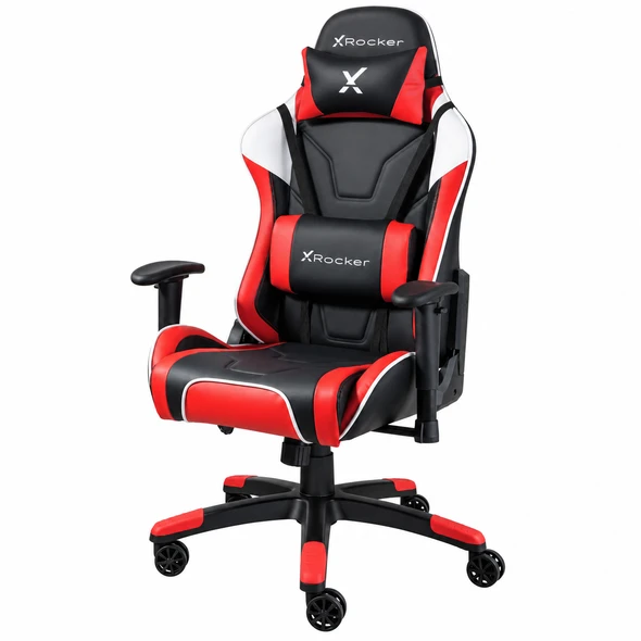 Gaming Chair Red Faux Leather Adjustable Swivel Office PC X Rocker Agility Esport
