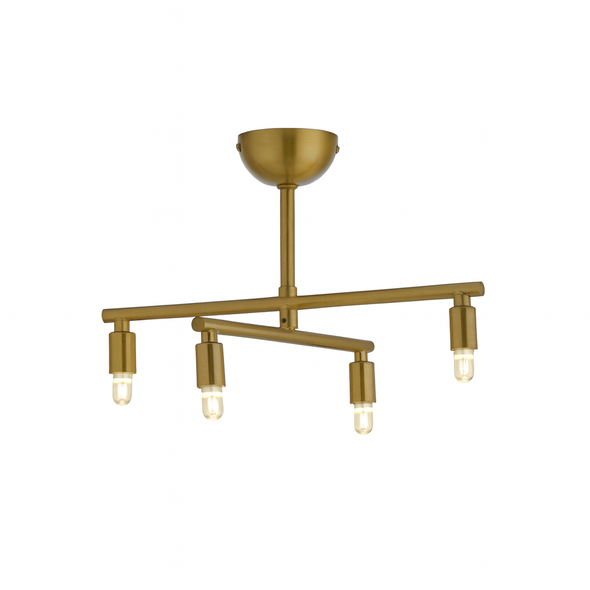 Ceiling Light 4 Light Flush Brushed Brass G9 Modern Chuck Habitat NO GLOBES