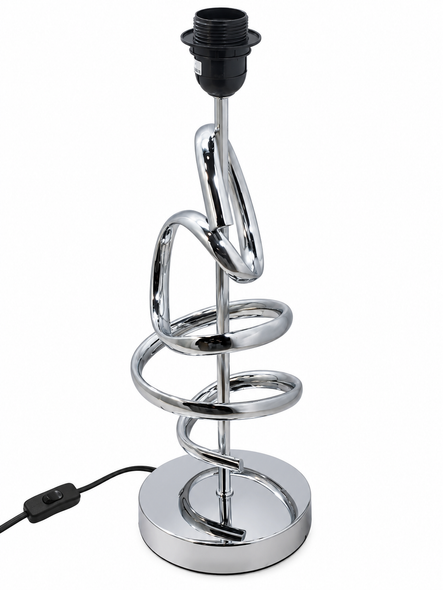 Table Lamp Chrome Swirl Sculptural Bedside Light Habitat E27 Base Only No Shade