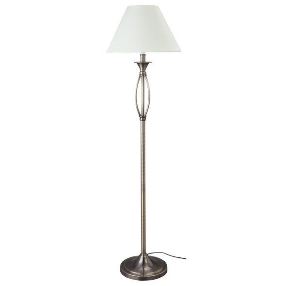 Floor Lamp Antique Brass Cream Shade Tall Standing Light Milan B22 144cm