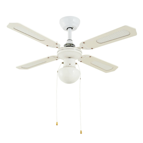 Argos catalogue image 2 of 7: Ceiling Fan With Light Habitat Schoolhouse White 132cm Pull Chain.