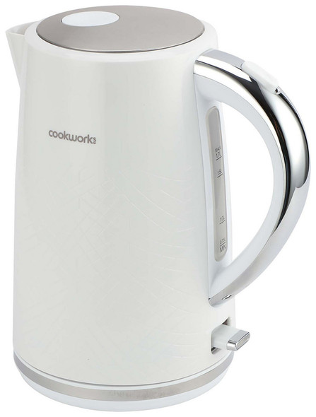 Electric Kettle 1700ml 3000W Rapid Boil White Cookworks Selcey - catalogue product image 1