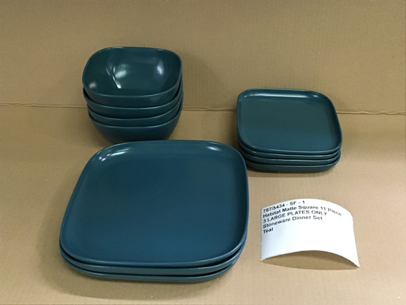 Teal Matte Square Stoneware Dinner Set Habitat 11 Piece